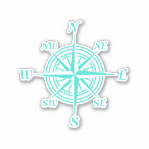 Rose des Nautical White Compass an der Küste Aufkleber
