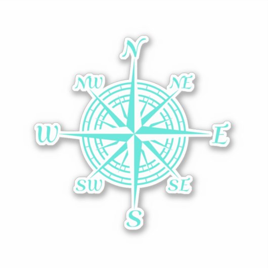 Rose des Nautical White Compass an der Küste Aufkleber (Vorderseite)