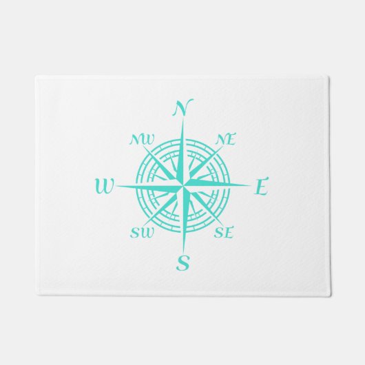 Rose des Nautical White Compass an der Küste Fußmatte (Vorderseite)