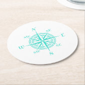 Rose des Nautical White Compass an der Küste Runder Pappuntersetzer (Angewinkelt)