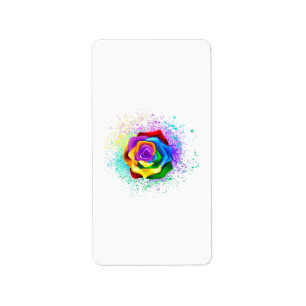 Rose des Regenbogens Adressaufkleber
