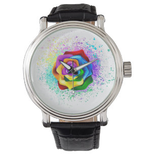 Rose des Regenbogens Armbanduhr