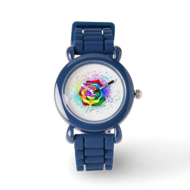 Rose des Regenbogens Armbanduhr (Vorderseite)