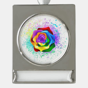 Rose des Regenbogens Banner-Ornament Silber