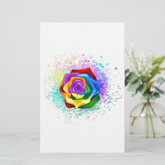 Rose des Regenbogens Briefpapier (Stehend Vorderseite)