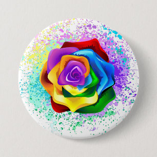 Rose des Regenbogens Button
