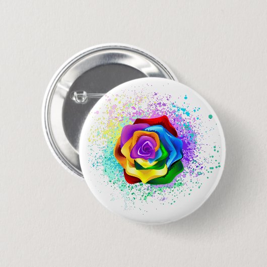 Rose des Regenbogens Button (Vorne & Hinten)