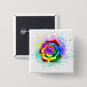 Rose des Regenbogens Button (Vorne & Hinten)
