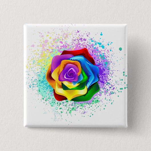 Rose des Regenbogens Button (Vorderseite)