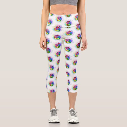 Rose des Regenbogens Capri Leggings (Vorderseite)
