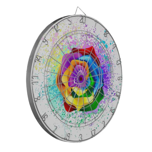 Rose des Regenbogens Dartscheibe (Vorderseite Links)
