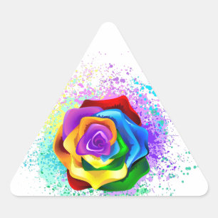 Rose des Regenbogens Dreieckiger Aufkleber