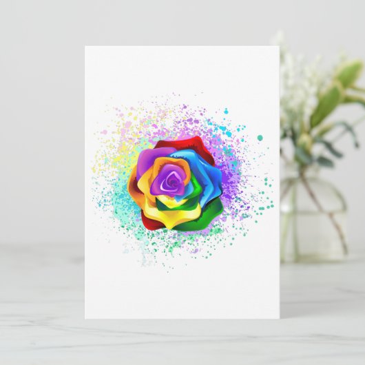 Rose des Regenbogens Einladung (Stehend Vorderseite)