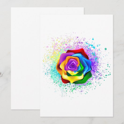 Rose des Regenbogens Einladung (Vorne/Hinten)