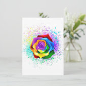 Rose des Regenbogens Einladung (Stehend Vorderseite)