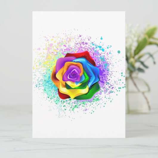 Rose des Regenbogens Einladung (Stehend Vorderseite)