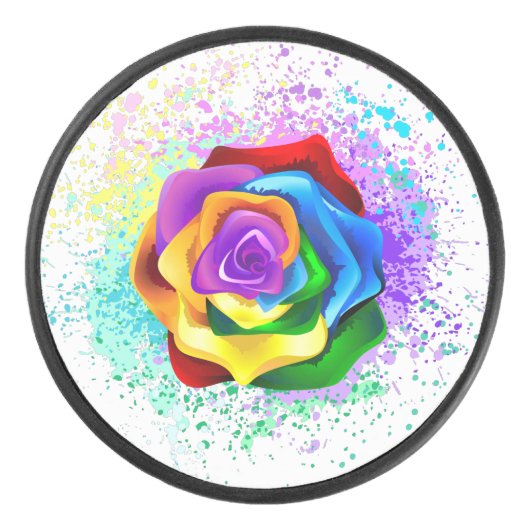 Rose des Regenbogens Eishockey Puck (Vorderseite)