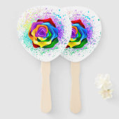 Rose des Regenbogens Fächer (Vorne und Hinten)