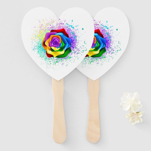 Rose des Regenbogens Fächer (Vorne und Hinten)