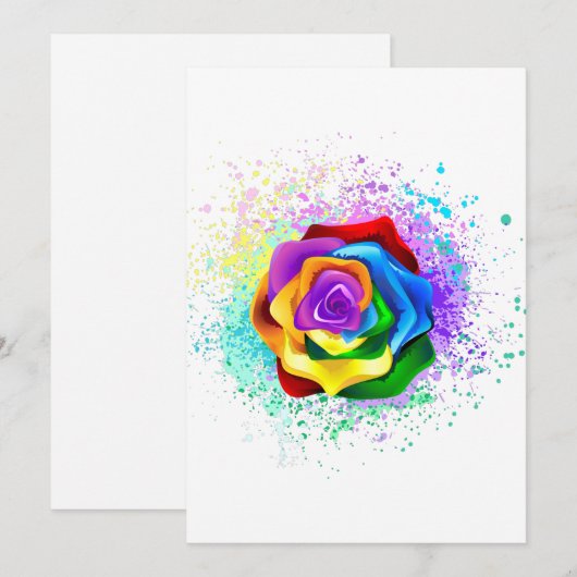 Rose des Regenbogens Feiertagskarte (Vorne/Hinten)