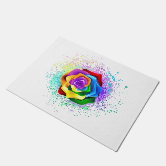 Rose des Regenbogens Fußmatte (Schrägansicht)