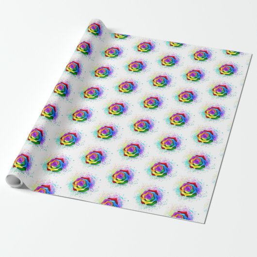 Rose des Regenbogens Geschenkpapier (Ungerollt)