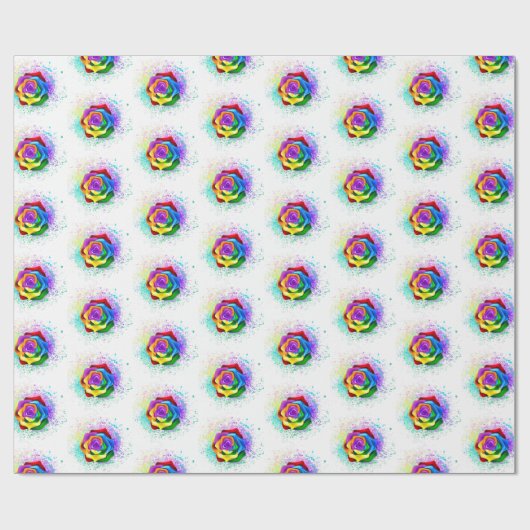 Rose des Regenbogens Geschenkpapier (Flach)