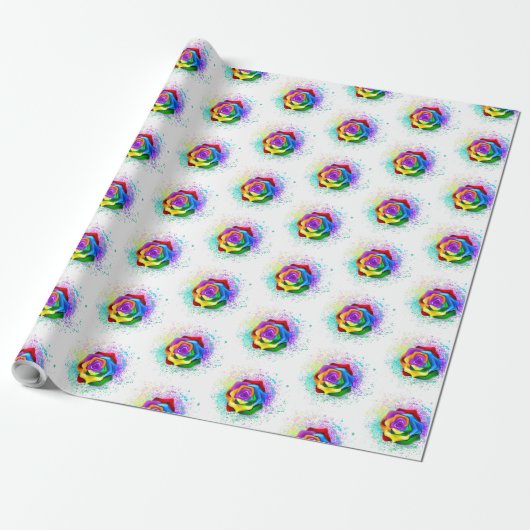 Rose des Regenbogens Geschenkpapier (Ungerollt)