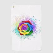 Rose des Regenbogens Golfhandtuch (Vorderseite)