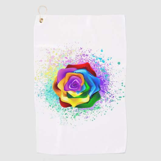 Rose des Regenbogens Golfhandtuch (Vorderseite)