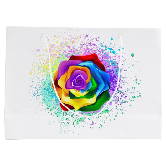 Rose des Regenbogens Große Geschenktüte (Rückseite)