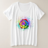 Rose des Regenbogens Große Größe T-Shirt (Design vorne)