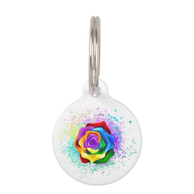 Rose des Regenbogens Haustiermarke (Vorderseite)