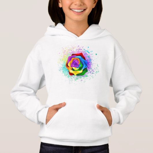 Rose des Regenbogens Hoodie (Vorderseite)