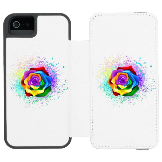 Rose des Regenbogens Incipio iPhone Geldbeutel-Hülle (Folio Geöffnet)