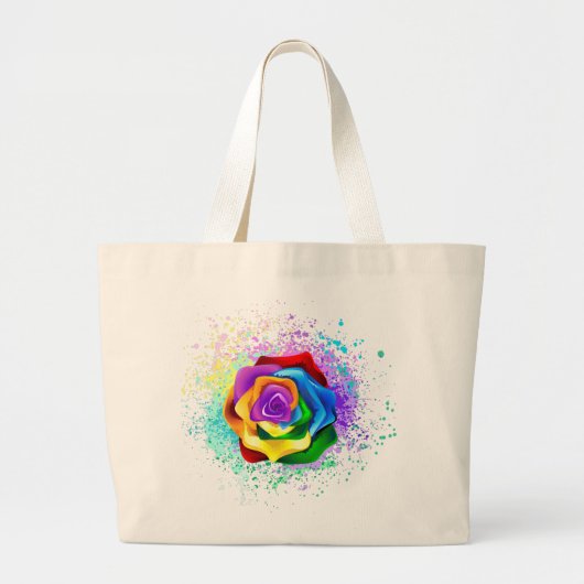 Rose des Regenbogens Jumbo Stoffbeutel (Vorne)