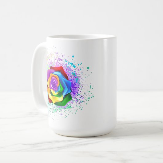 Rose des Regenbogens Kaffeetasse (Vorderseite Links)