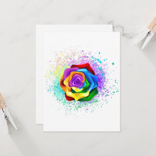 Rose des Regenbogens Karte (Vorderseite/Rückseite Beispiel)