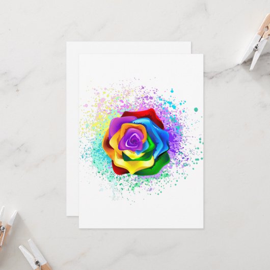 Rose des Regenbogens Karte (Vorderseite/Rückseite Beispiel)