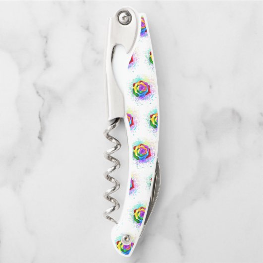 Rose des Regenbogens Kellnermesser (Vorderseite)