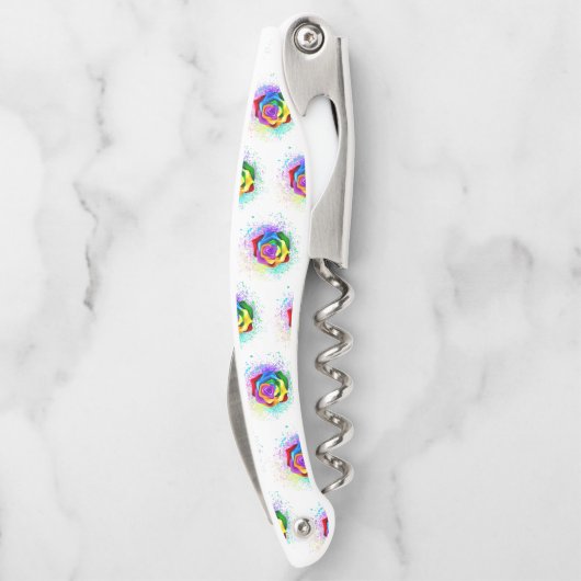 Rose des Regenbogens Kellnermesser (Rückseite)