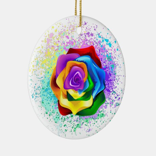 Rose des Regenbogens Keramik Ornament (Rechts)