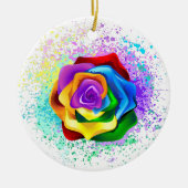 Rose des Regenbogens Keramik Ornament (Vorne)