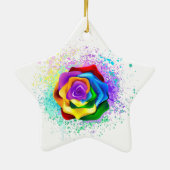 Rose des Regenbogens Keramik Ornament (Hinten)