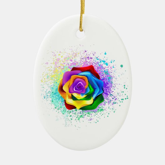 Rose des Regenbogens Keramik Ornament (Vorne)