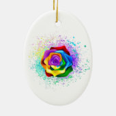 Rose des Regenbogens Keramik Ornament (Hinten)