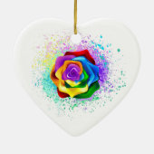 Rose des Regenbogens Keramik Ornament (Hinten)