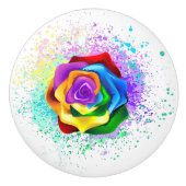 Rose des Regenbogens Keramikknauf (Vorderseite)