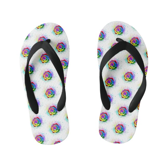 Rose des Regenbogens Kinderbadesandalen (Fußbett)