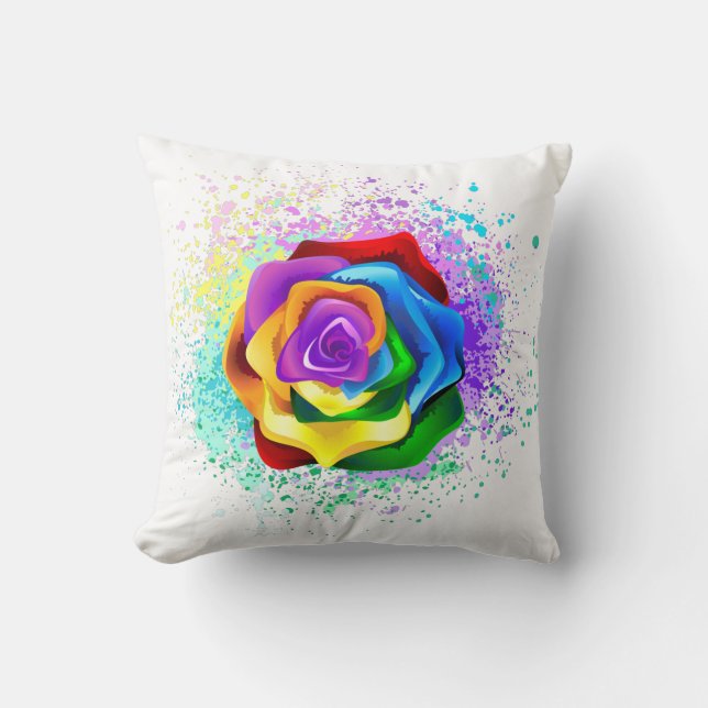 Rose des Regenbogens Kissen (Vorderseite)